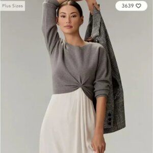 Anthropologie Gray and Cream Knotted Dress